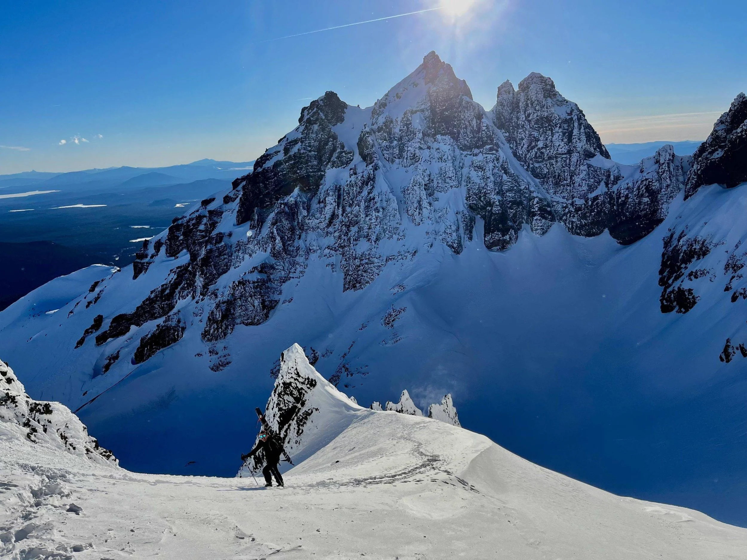 Climbing in the snow, Three Sisters Wilderness